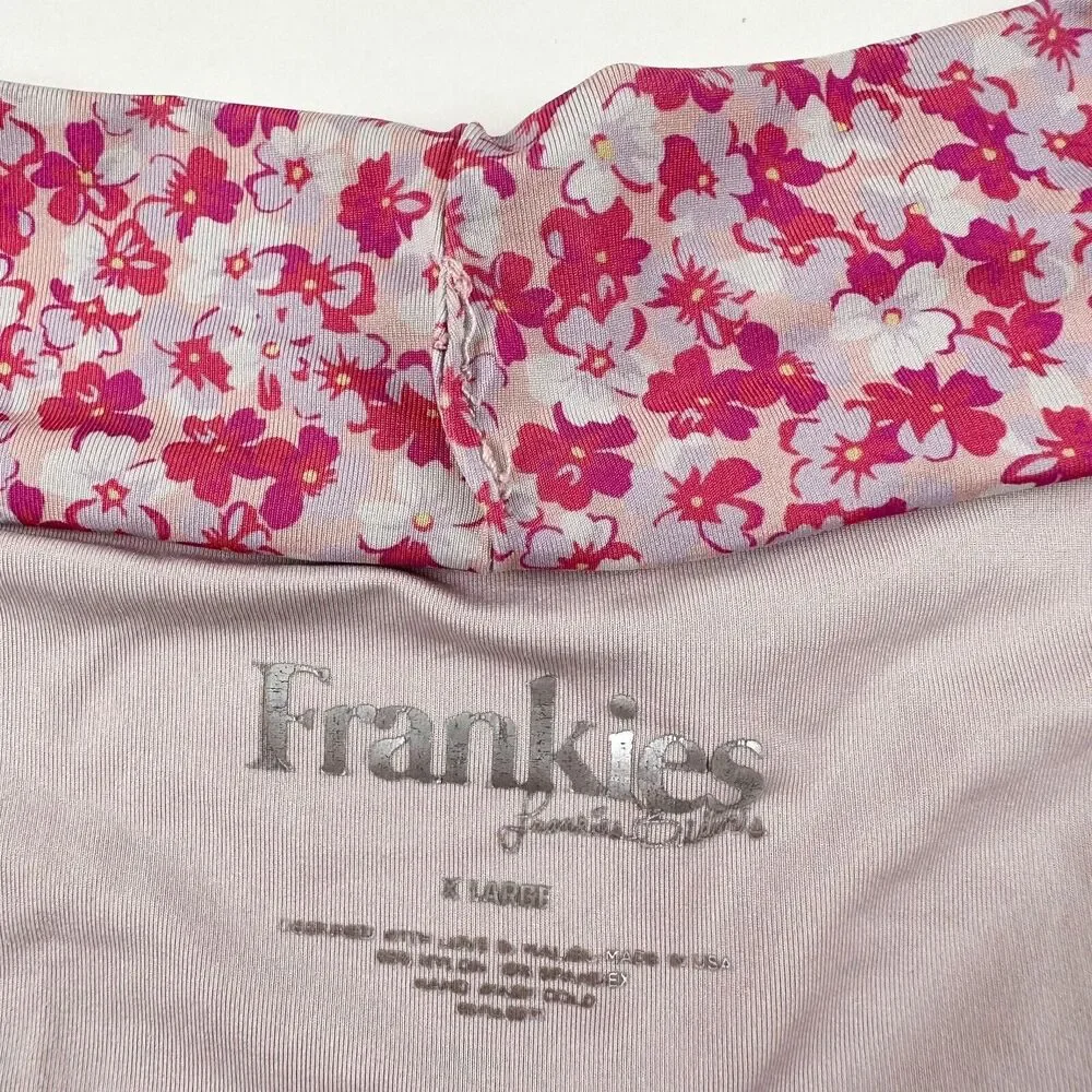 Frankie's Bikinis Nick Cheeky Delia Pink Floral Print Swim Bottoms Womens Sz XL